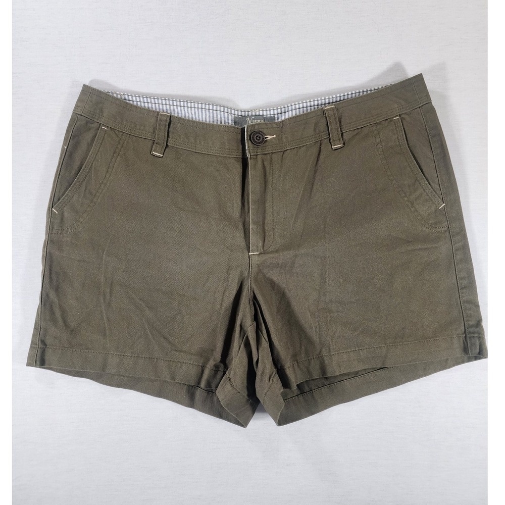 Natural Reflections Shorts Womens‎ 16 Chino Olive Green Cotton Utility Gorpcore